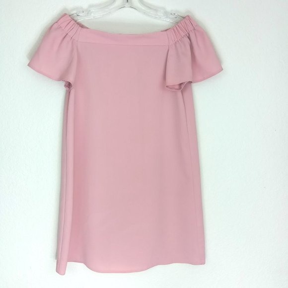 Topshop Dusty Pink Off Shoulder Flutter Summer Dress 2 - Picture 4 of 15
